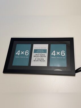 Studio Decor Basics 3 Collage Picture Frame Black, 4x6 Tabletop or Wall Photo